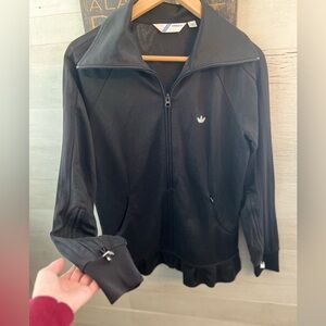 Vintage Adidas Women's Black Bomber Jacket with Logo